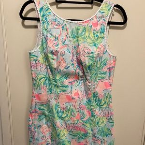 Lilly Pulitzer Flamingo Dress with Detailed Neck